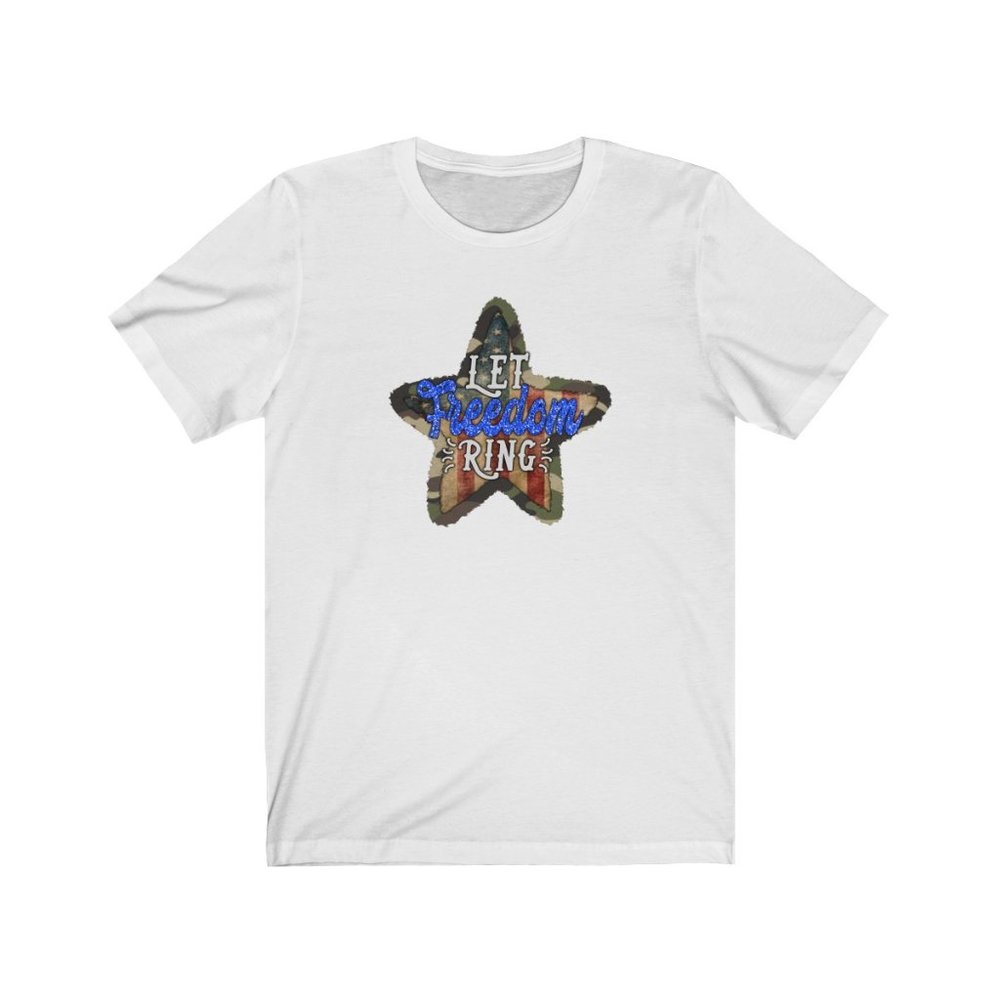 Patriotic Retro Let Freedom Ring Star Graphic Tee - Picture 2 of 6